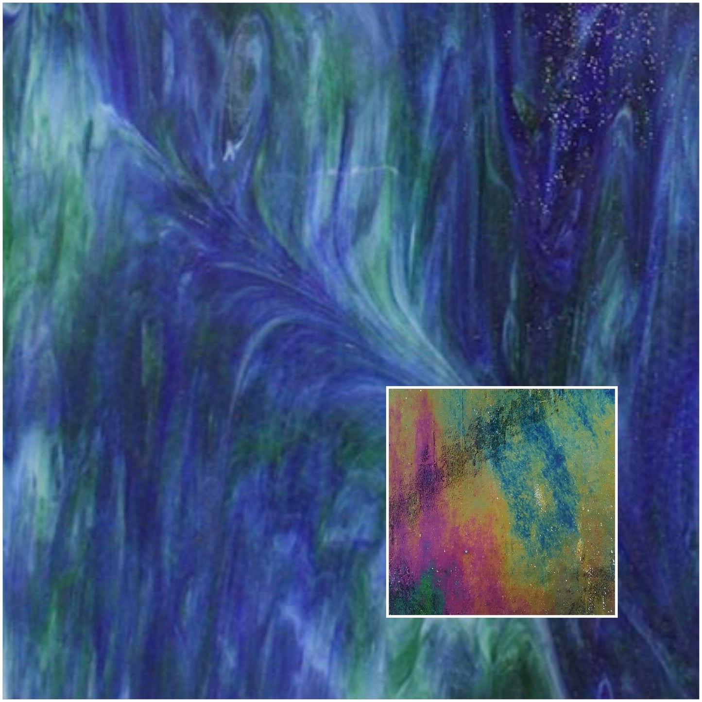 Dark Blue / Medium Green / White Iridised O Granite Texture