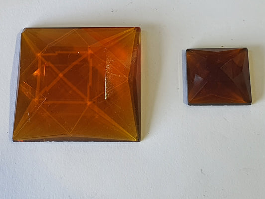 Square Amber Faceted Jewels T