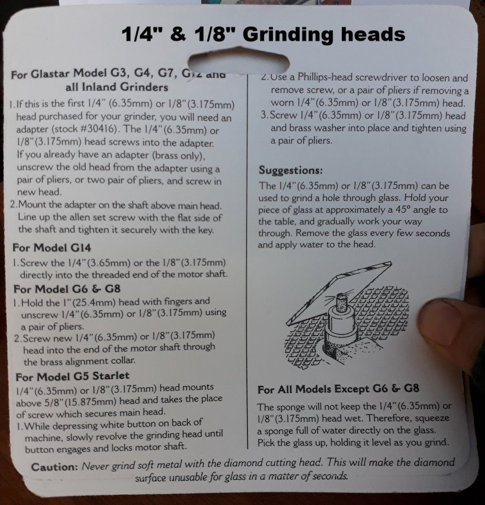Glastar Diamond Grinder Heads