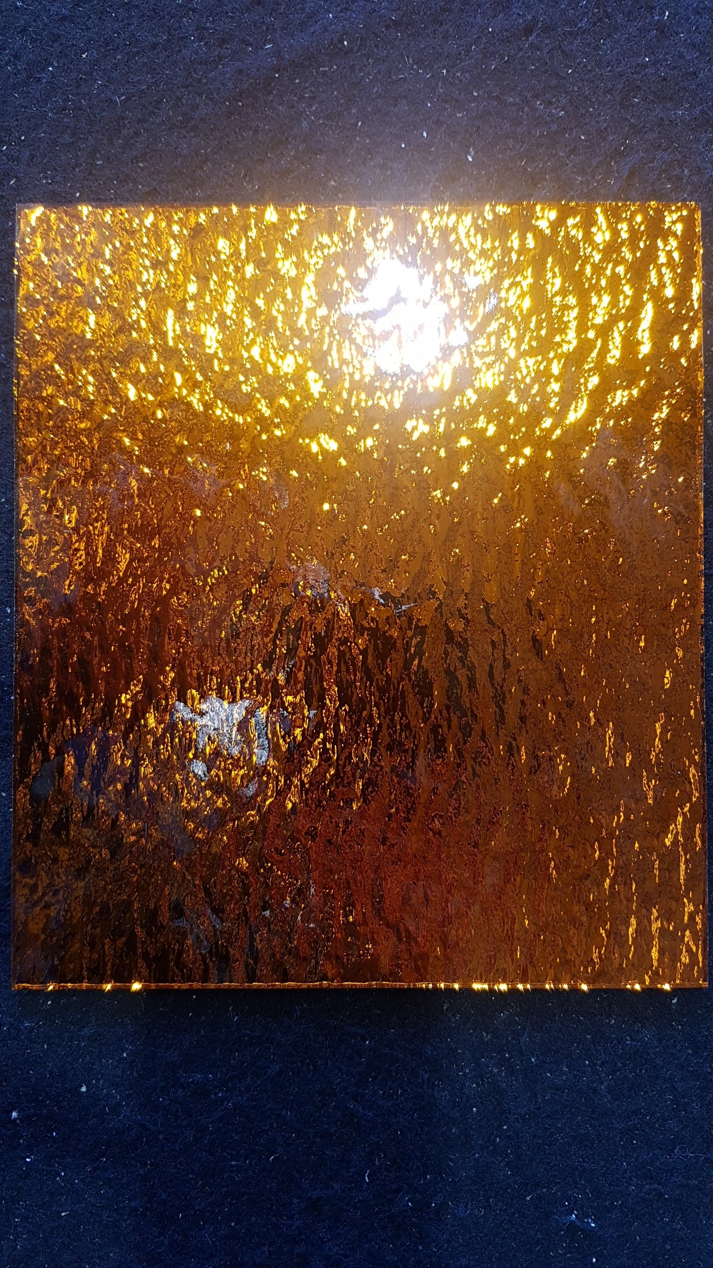 Medium Amber Rough Rolled - Shimmer Glass