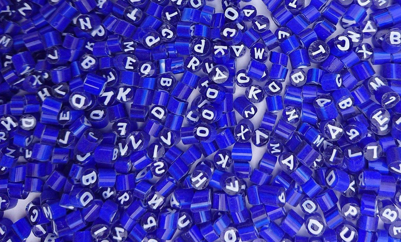 Cobalt Blue & White Small Letters (Assorted) O (3/4mm)