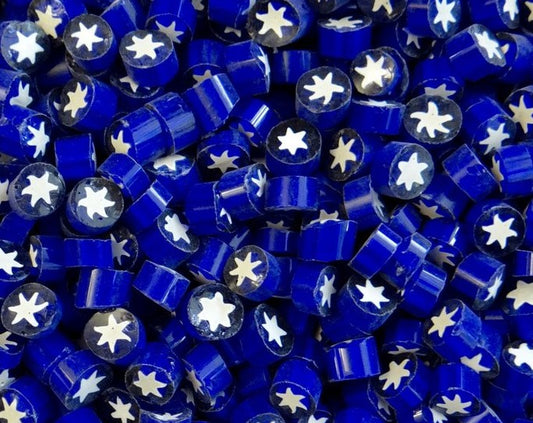 Cobalt Blue & White Stars O (4/5mm)
