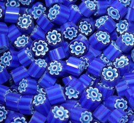 Cobalt Blue & White Flowers O (5/6mm)